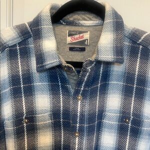 Johnnie-O Blue and  White Plaid Shacket